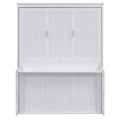 Space-Saving Design Queen Size Murphy Bed with Shelf, Solid Wood and MDF, 86" L x 69.5" W x 87" H, White