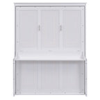 Space-Saving Design Queen Size Murphy Bed with Shelf, Solid Wood and MDF, 86" L x 69.5" W x 87" H, White