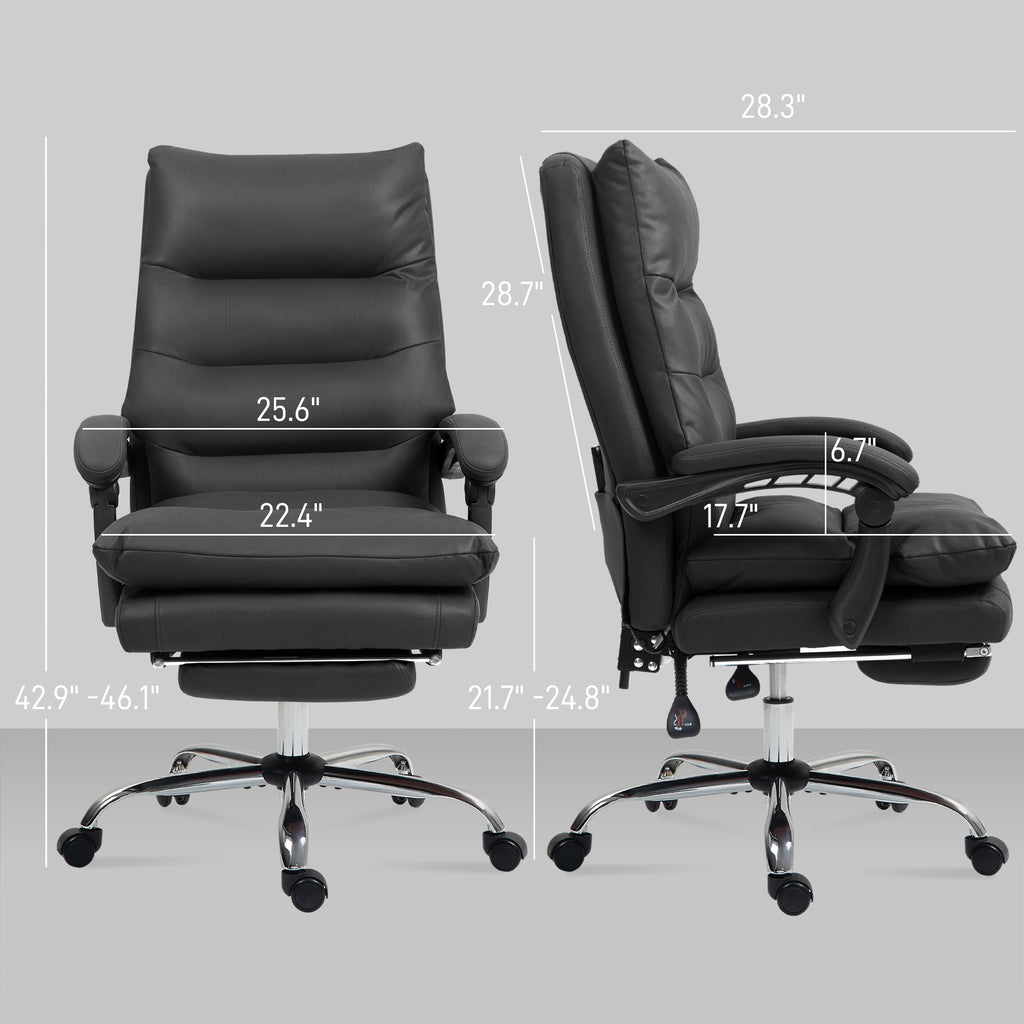 Massage Office Chair with Heat Function, Computer Desk Chair with Footrest Swivel Wheels, Black