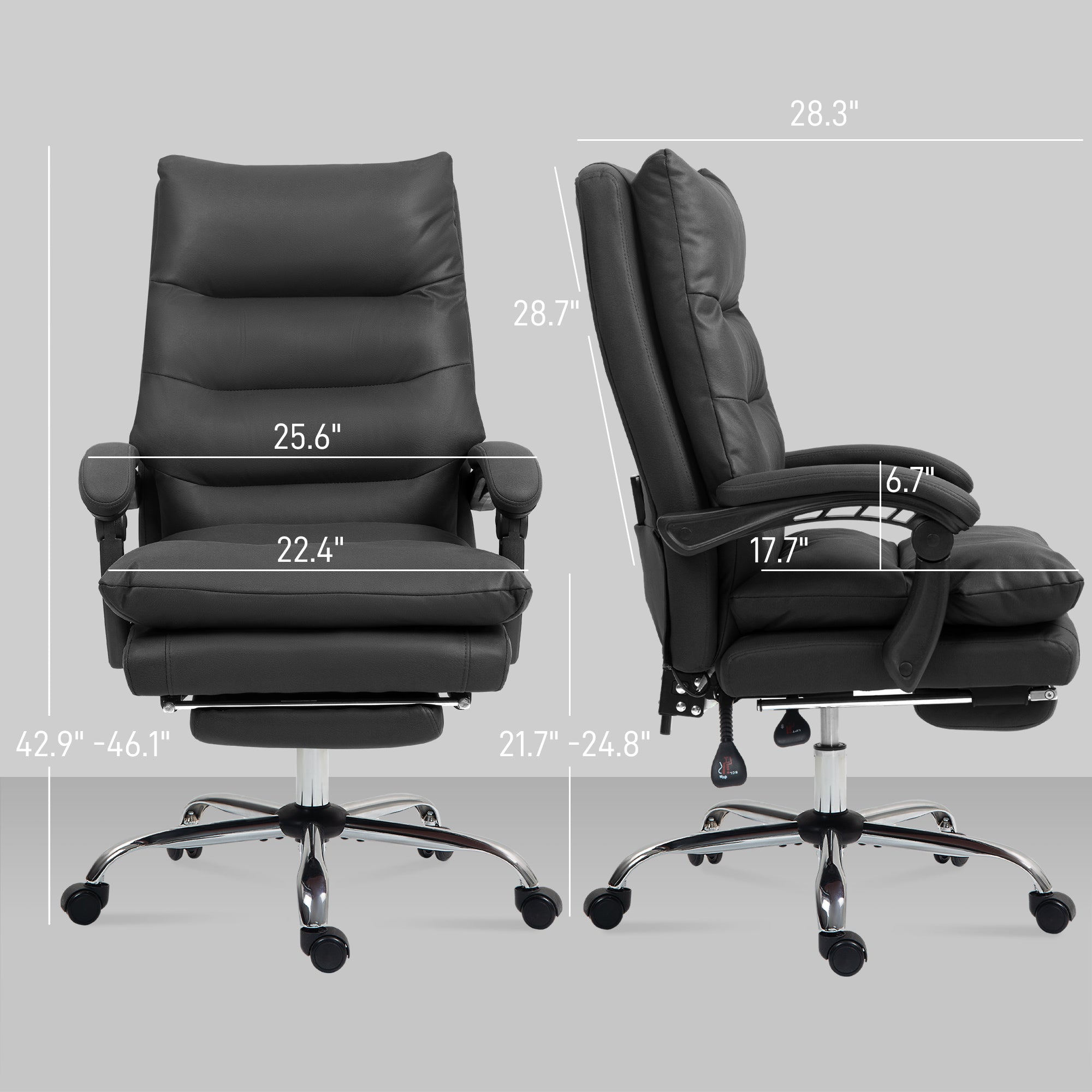 Massage Office Chair with Heat Function, Computer Desk Chair with Footrest Swivel Wheels, Black