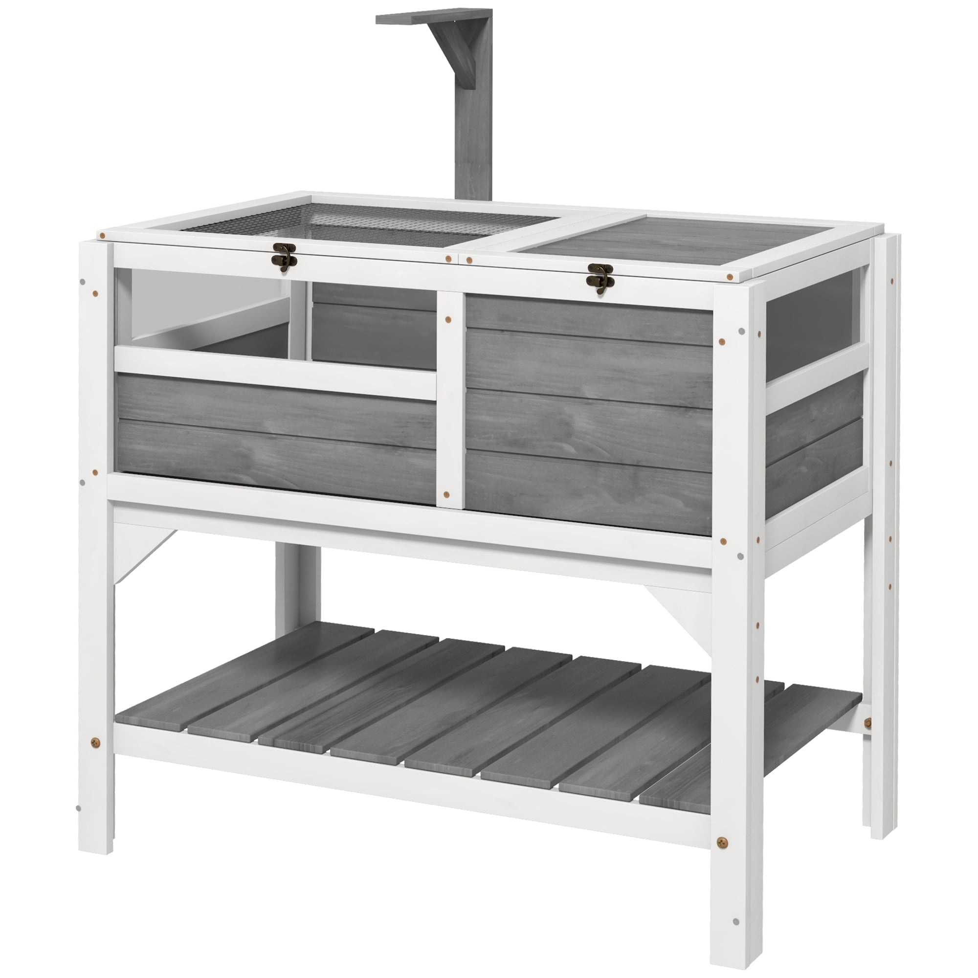 Tortoise Habitat with Shelf Storage Tortoise Gift Accessory with Weather Protection for Indoor, Light Gray