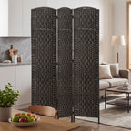 Room Divider, 3 Panel Folding Privacy Screen, 70.9" Tall Portable Weave Partition Wall Divider for Bedroom, Coffee