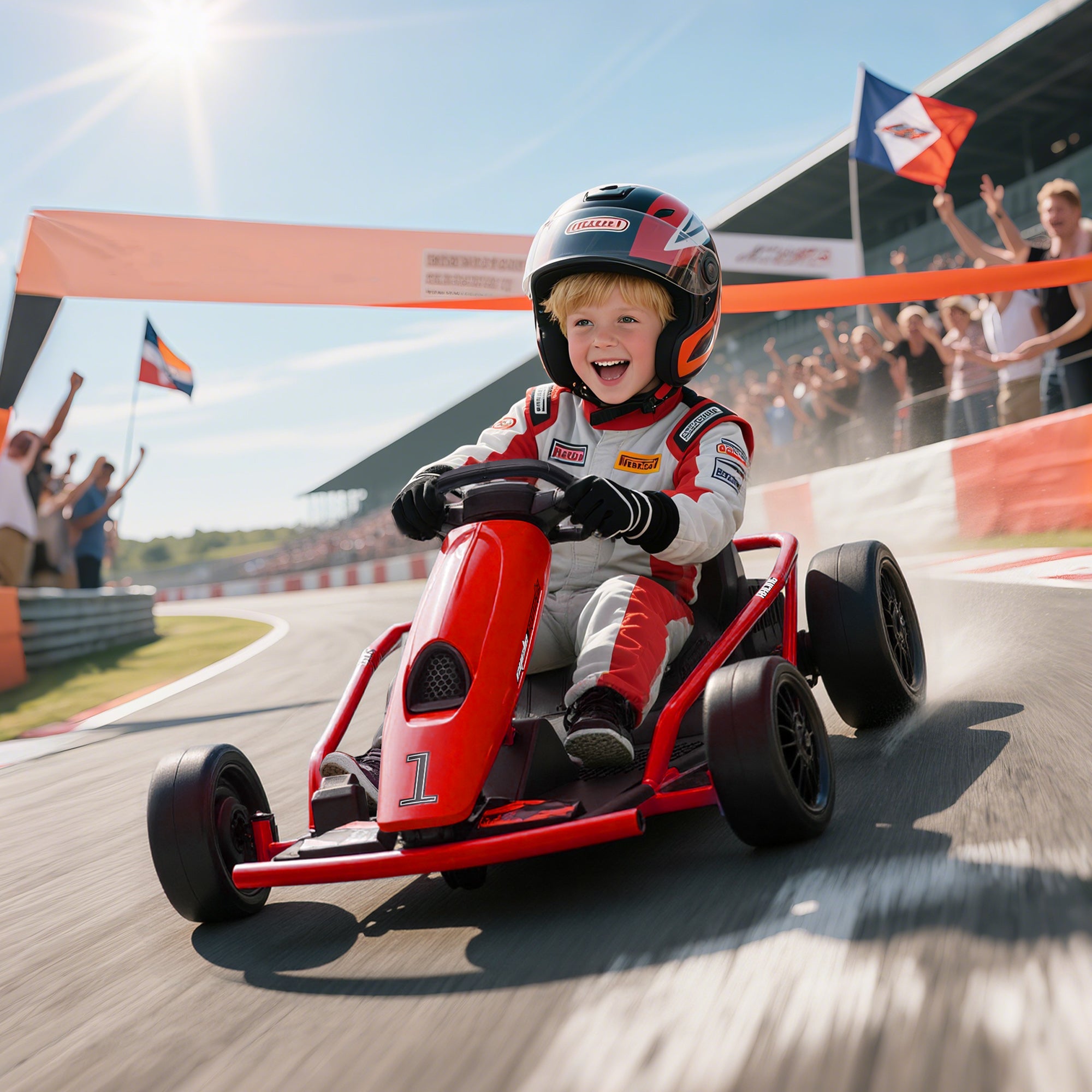 24V Electric Go Kart for Kids, Drift Ride-On Racing Go Kart with 2 Speeds, for Boys Girls Aged 8-12 Years Old, Red