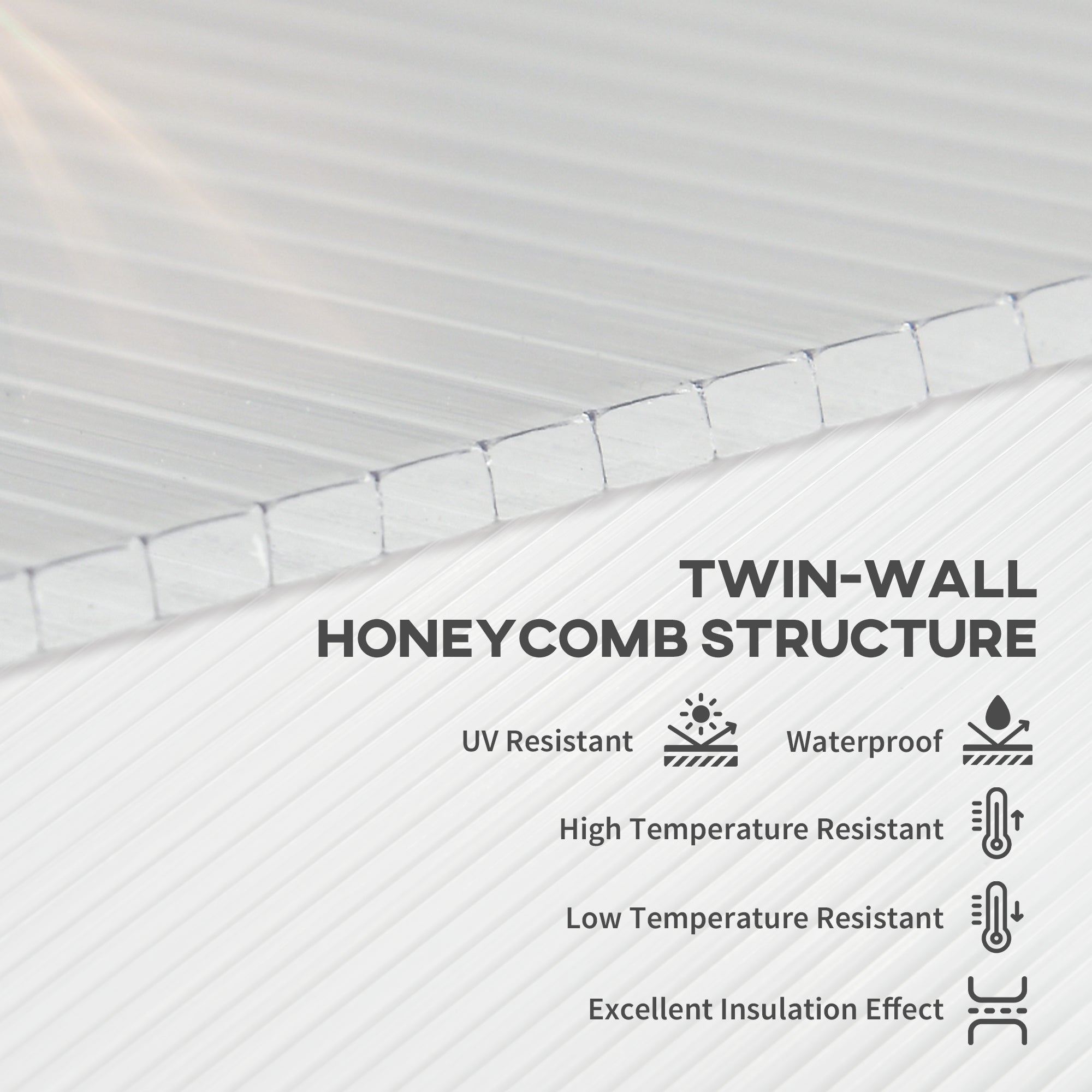 14 Pieces Twin-Wall Polycarbonate Panels Waterproof UV Protected Polycarbonate Greenhouse Panels, 4' x 2' x 0.16", Clear