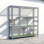 Catio Outdoor Cat Enclosure, 77" H Wooden Cat House with Weatherproof Roof, Platforms and Scratching Post