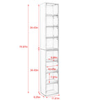 8-Tier Slim Media Tower Rack with Adjustable Shelves, Anti-Tip Hardware, Tall Narrow Bookcase for Compact Room, 11.5" L x 9.5" W x 71" H, Walnut