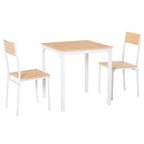 3-Piece Wooden Square Dining Table Set with 1 Table and 2 Chairs and Sturdy Metal Frame for Small Space, White