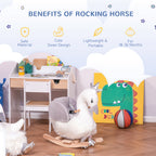 Kids Ride on Horse Swan Rocker with Sound, Plush Seat, Wooden Base, Safety Belt for Toddlers 18-36 Months, White