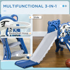Slide for Kids with Basketball Hoop for Indoor Use, Easy Set Up Baby Slide for Kids 18-36 Months, Blue