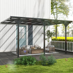 14.5' x 10' Aluminum Polycarbonate Pergola with UV Blocking for Outdoor Wall-Mounted Use, Family Shade, Gray