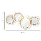 42.25" Circle Mirror for Wall, Modern Metal Wall Art for Living Room, Bedroom and Dining Room, Gold