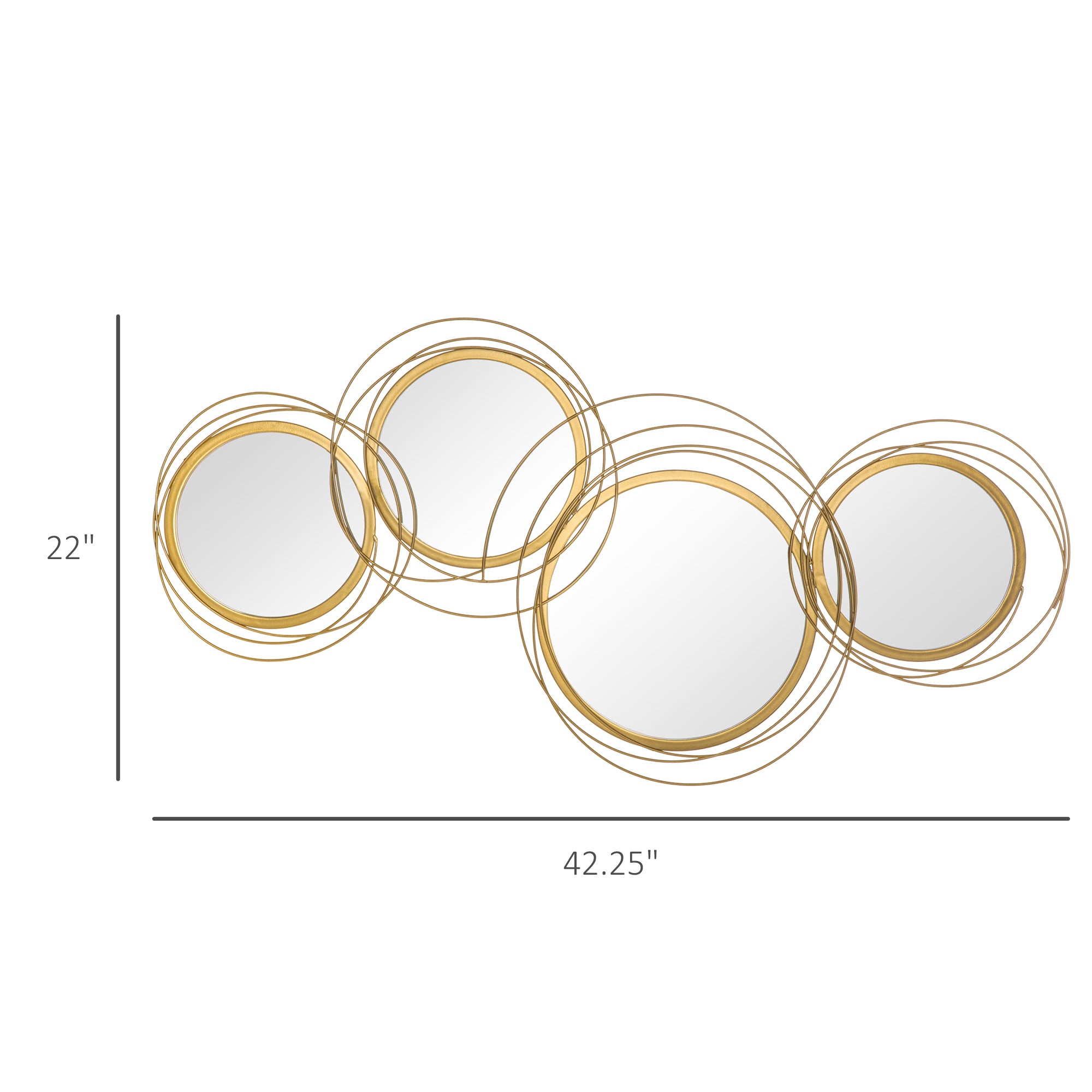 42.25" Circle Mirror for Wall, Modern Metal Wall Art for Living Room, Bedroom and Dining Room, Gold