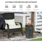 Wicker Adirondack Chair, Outdoor All-Weather Rattan Fire Pit Chair w/ Soft Cushions, Tall Curved Backrest, Cream White