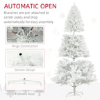 6ft Unlit Artificial White Christmas Tree, Holiday Decor with 1000 Branch Tips, Auto Open and Steel Base