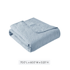 Oversized Quilted Throw Blanket with 100% Cotton Fill, Stitch Pattern, Machine Washable, Perfect for Any Décor, 70" L x 60" W x 0.25" H, Blue