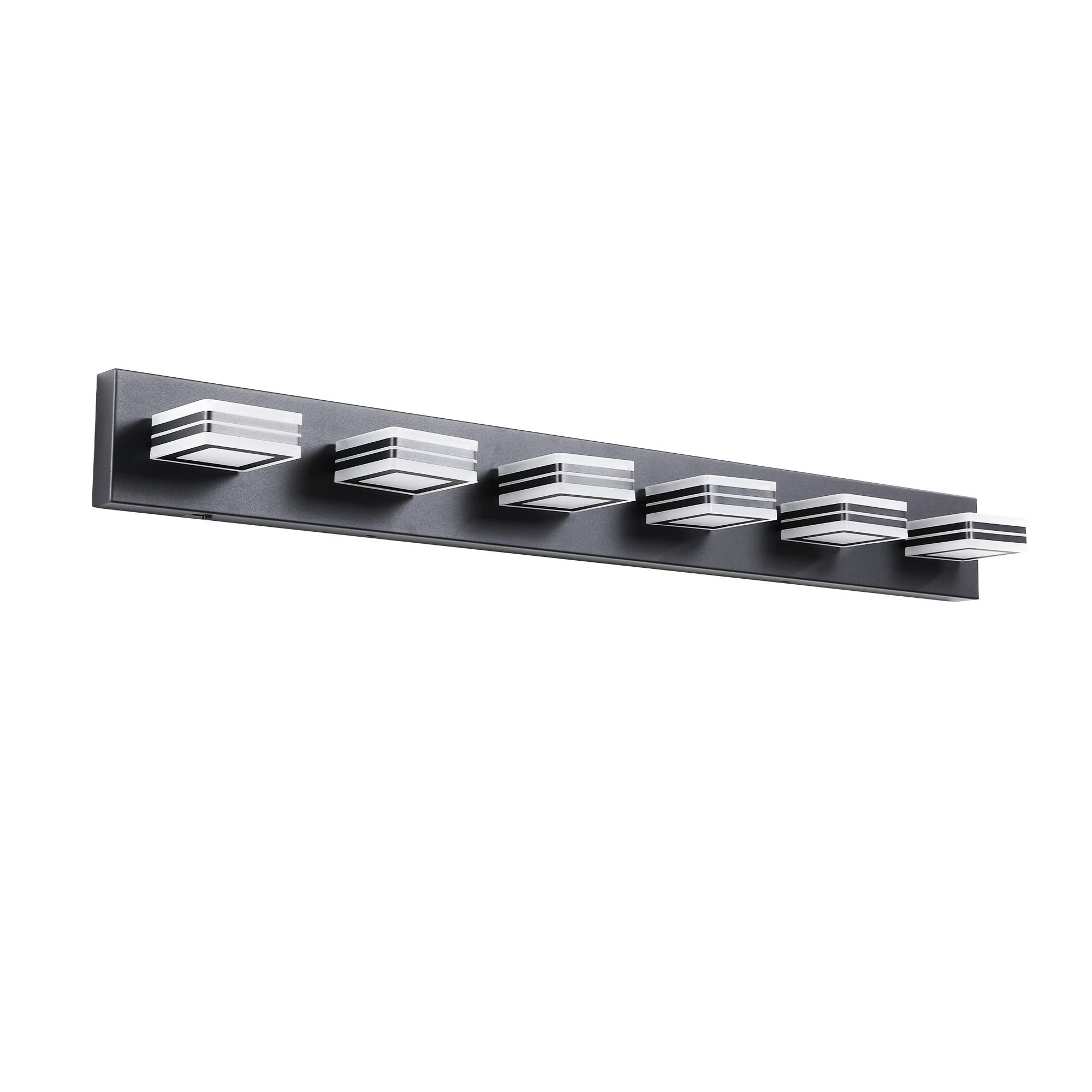 40" Modern 6-Light LED Vanity Light with Dimmable Function, Sleek Bathroom Wall Fixture, Energy-Efficient, 40.5" L x 4.5" W x 5" H, Black