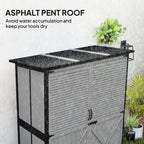 Wood Storage Shed, Outdoor Garden Shed with Asphalt Roof, 2 Shelves, Lockable Doors and Adjustable Feet, Gray