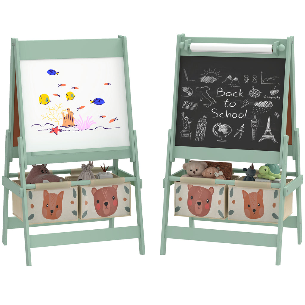 Art Easel for Kids with Paper Roll, Blackboard, Whiteboard, Storage