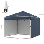 10' x 10' Pop Up Canopy with Sidewalls, Weight Bags and Carry Bag, Height Adjustable Tent for Parties, Navy