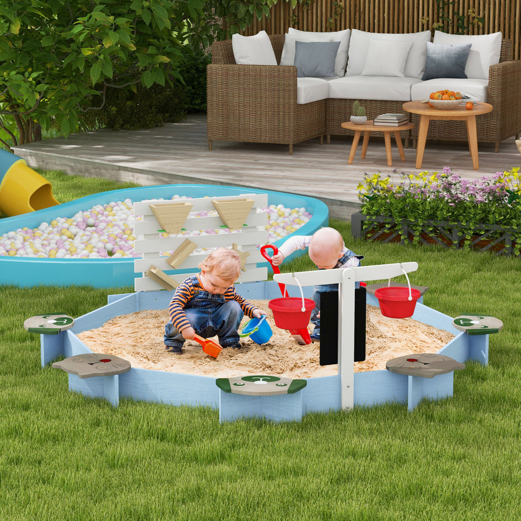 Wooden Sandbox for 3-7 Years, 85" x 85" x 25", Blue