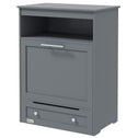 Pet Feeder Station Storage Cabinet, Dog Food Storage Container with Dog Raised Bowls, Watering Supplies, Gray