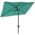 6.5' x 10' Rectangular Market Umbrella, Patio Outdoor Table Umbrella with Crank and Push Button Tilt, Teal