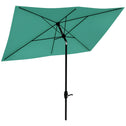 6.5' x 10' Rectangular Market Umbrella, Patio Outdoor Table Umbrella with Crank and Push Button Tilt, Teal