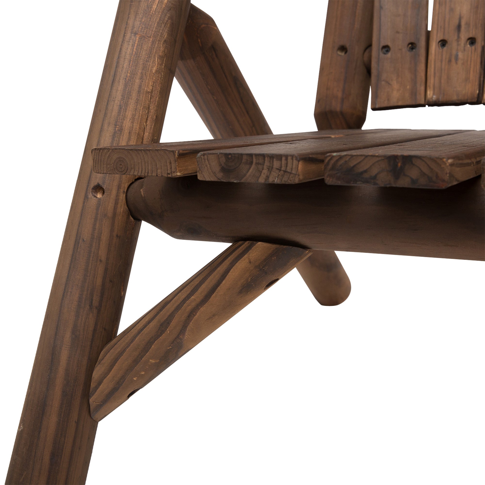 Wood Adirondack Patio Chair Bench with Center Coffee Table, Perfect for Lounging and Relaxing Outdoors Carbonized