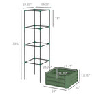 Galvanized Planter Box, 24" x 24" x 73.5" Raised Garden Bed with Tomato Cage for Climbing Vines, Green