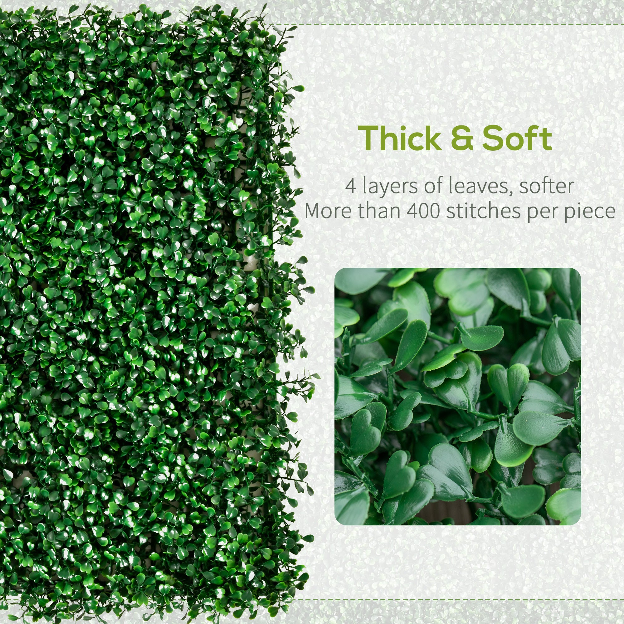 12 PCS Artificial Boxwood Panels Topiary Wall Greenery Backdrop, Privacy Hedge Screen 4 Layer Roll, Dark Green