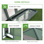 77" Wooden Chicken Coop Hen House Poultry Cage with Weatherproof Roof, Nesting Box, Enclosed Run and Removable Tray for Outdoor Backyard, Green