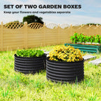 Set of 2 Raised Garden Bed, Metal Planter Box with Safety Edging, Easy-to-assemble Stock Tank, Dark Gray