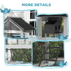 Wooden Bird Aviary with Slide-Out Tray, Birdhouse, Ladder, Perches for Finches, Parakeets, Gray