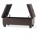 Storage Ottoman with Cushioned Top, Sturdy Frame, and Space-Saving Design, 46.5" L x 20.75" W x 17.25" H, Chocolate