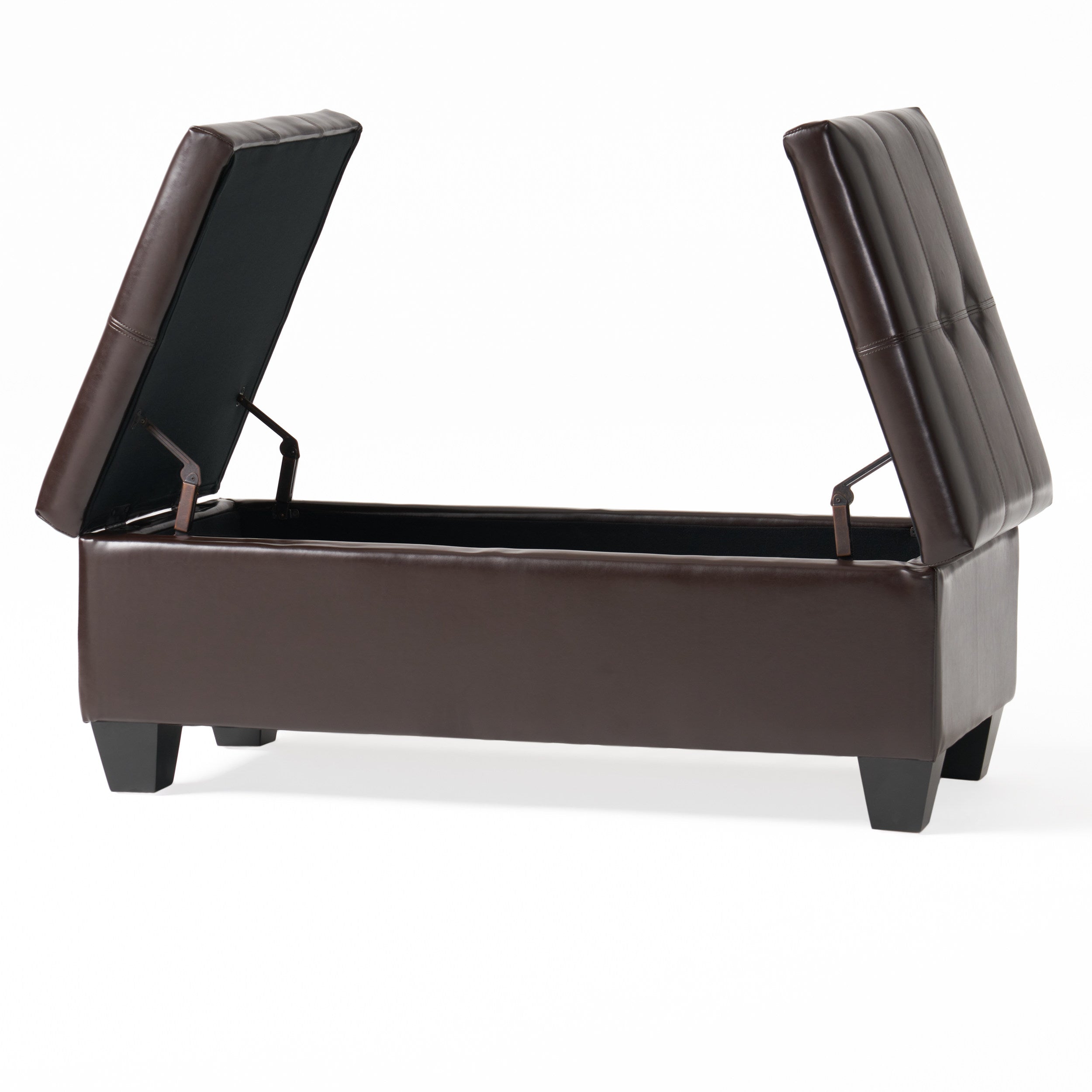Storage Ottoman with Cushioned Top, Sturdy Frame, and Space-Saving Design, 46.5" L x 20.75" W x 17.25" H, Chocolate