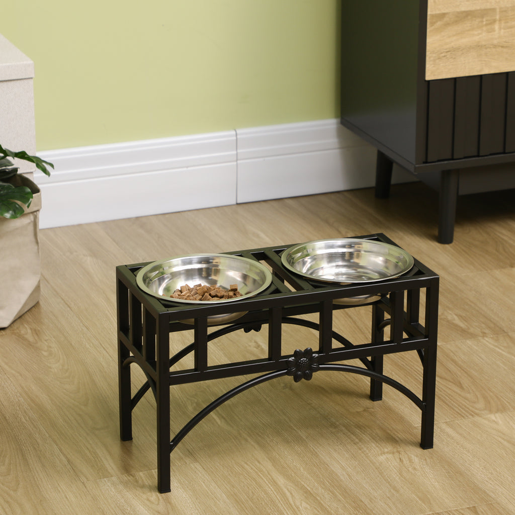 17" Double Stainless Steel Heavy Duty Dog Food Bowl Elevated Pet Feeding Station