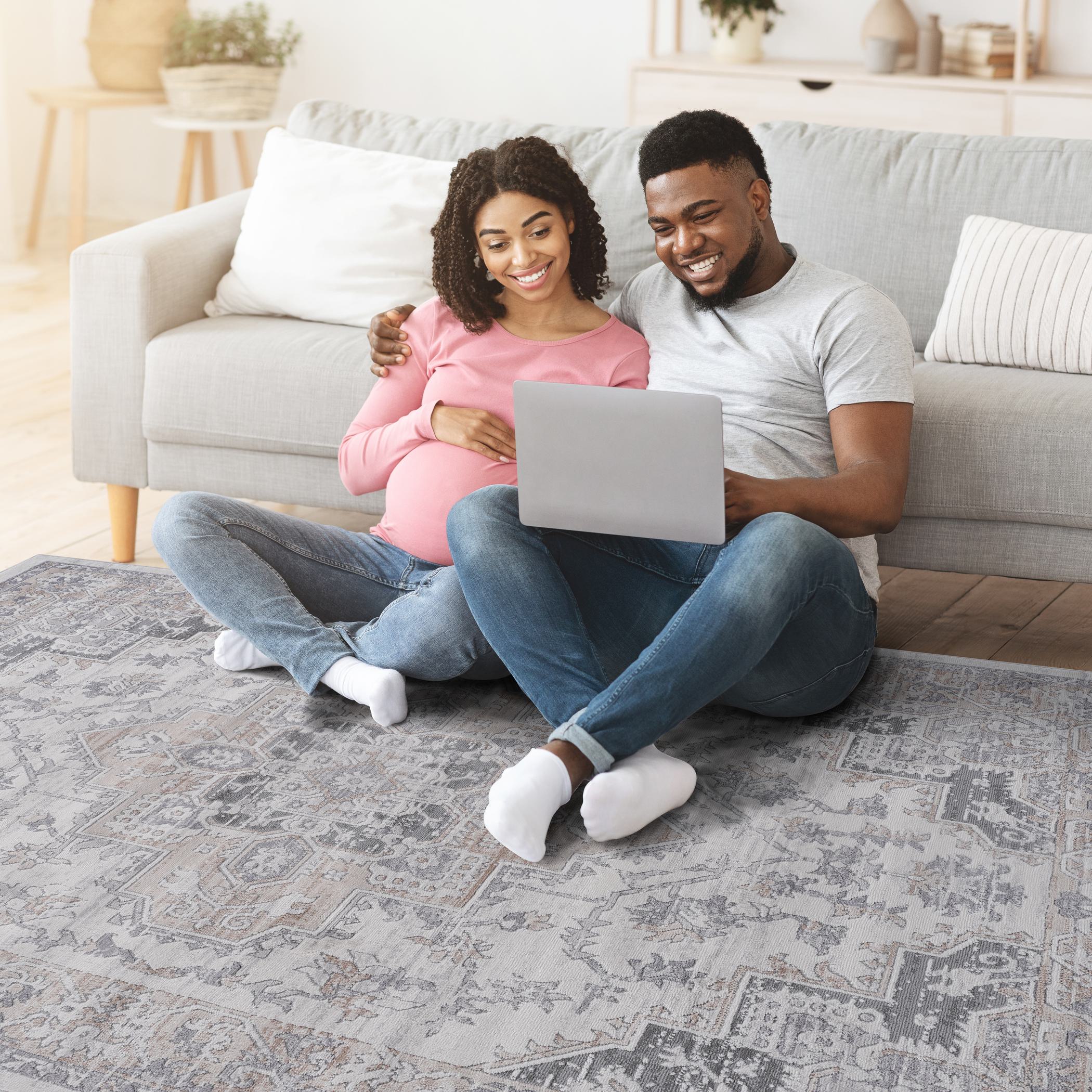 Naar 2x3 Stain-Resistant Area Rug with Cotton Backing, Medium Pile Height, Kid and Pet-Friendly Carpet, 36" L x 24" W x 0.35" H, Ivory