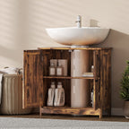 Bathroom Vanity Cabinet, Under Sink Bathroom Cabinet with 2 Doors and Adjustable Shelf, Rustic Brown