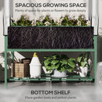 Raised Garden Bed with Legs and Cover, Metal Elevated Planter Box with Bottom Shelf and Liner for Vegetables, Green