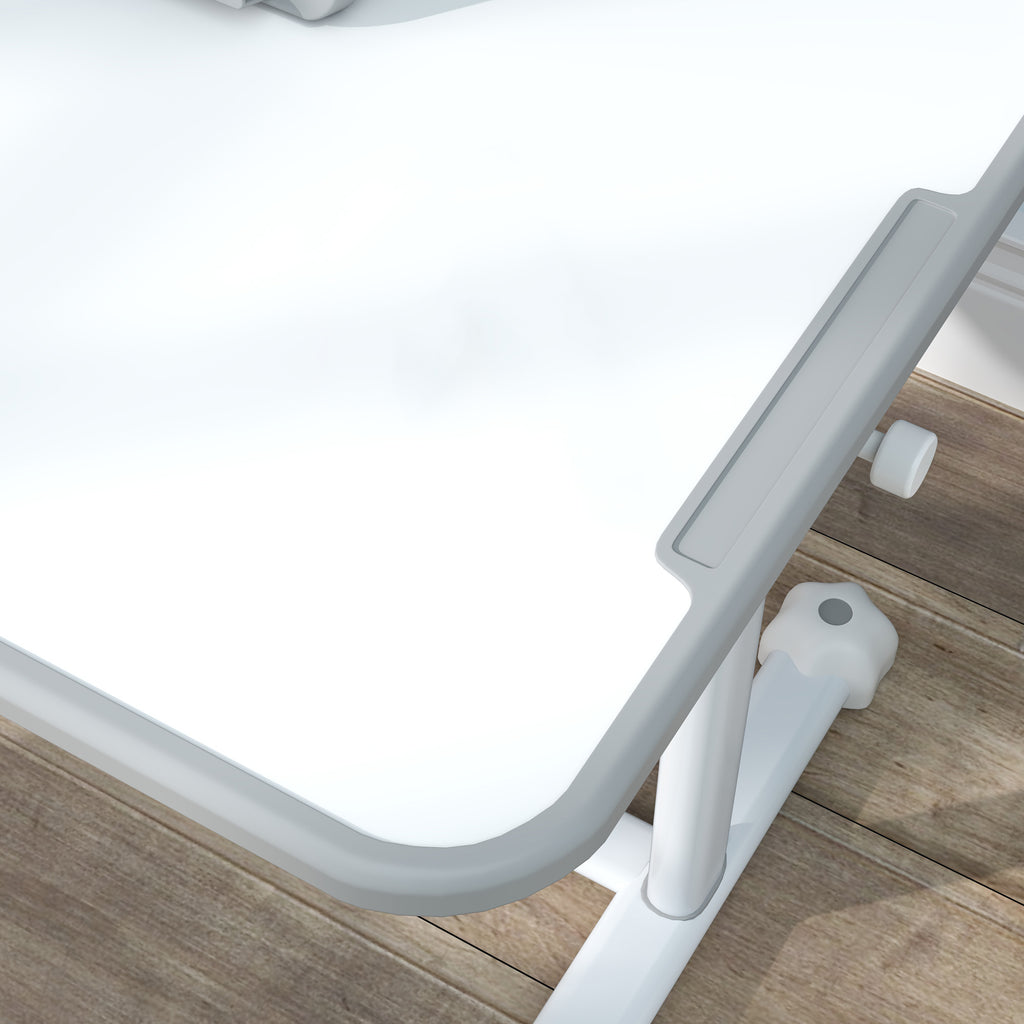 Height Adjustable Kids Desk and Chair Set for Writing Drawing w/ Tilt Desktop, Storage Drawer and Reading Rack, Gray