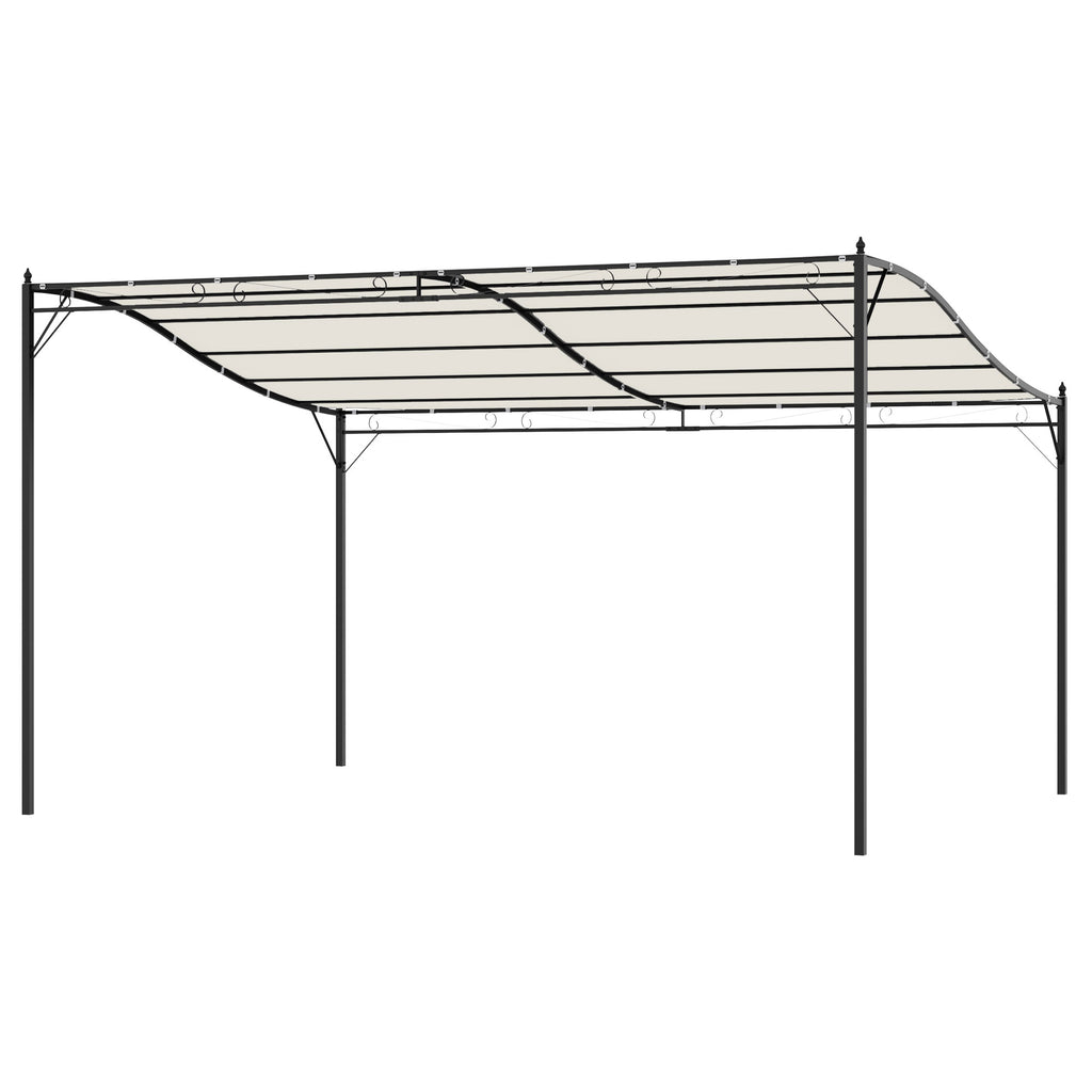 10' x 13' Outdoor Pergola Gazebo, Steel Patio Canopy with Weather-Resistant Fabric and Drainage Holes, Cream White