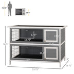 54" 2-Story Large Rabbit Hutch Bunny Cage Wooden Pet House Small Animal Habitat with Lockable Doors, No Leak Tray and waterproof Roof for Rabbits, Chickens, Ducks, Outdoor/Indoor Dark Gray