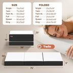 Trifold Mattress, 6 Inch Memory Foam Mattress for Guest, Camping, RV, Travel, Yoga, Made in USA, 75" x 38" x 6"