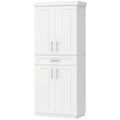 Modern Kitchen Pantry Freestanding Cabinet Cupboard with Doors and Drawer, Adjustable Shelving, White