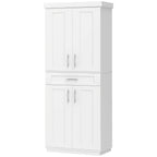 Modern Kitchen Pantry Freestanding Cabinet Cupboard with Doors and Drawer, Adjustable Shelving, White