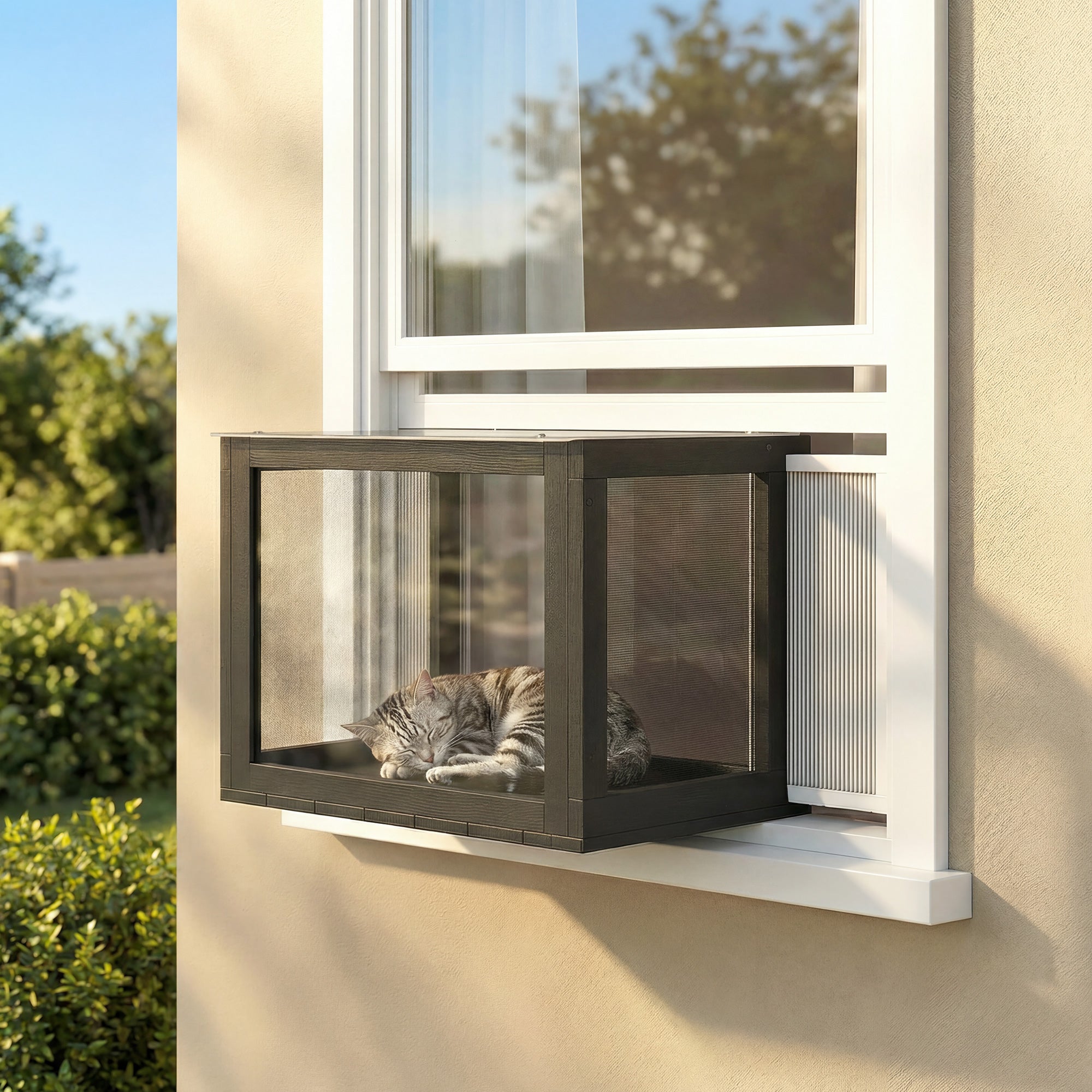 Catio Outdoor Cat Enclosure 25"–41" Outdoor Cat House for Sunbathing, Napping & Overlooking