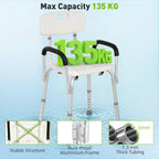 Shower Chair, Mobility Medical Grade Bath Chair, Adjustable Shower Bench with Removable Armrests for Seniors, Handicap, Disabled