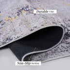 6x9 Non-Slip Machine Washable Area Rug with Low-Pile, Non-Shedding Kid and Pet Friendly Carpet, 72" L x 108" W x 0.15" H, Gray