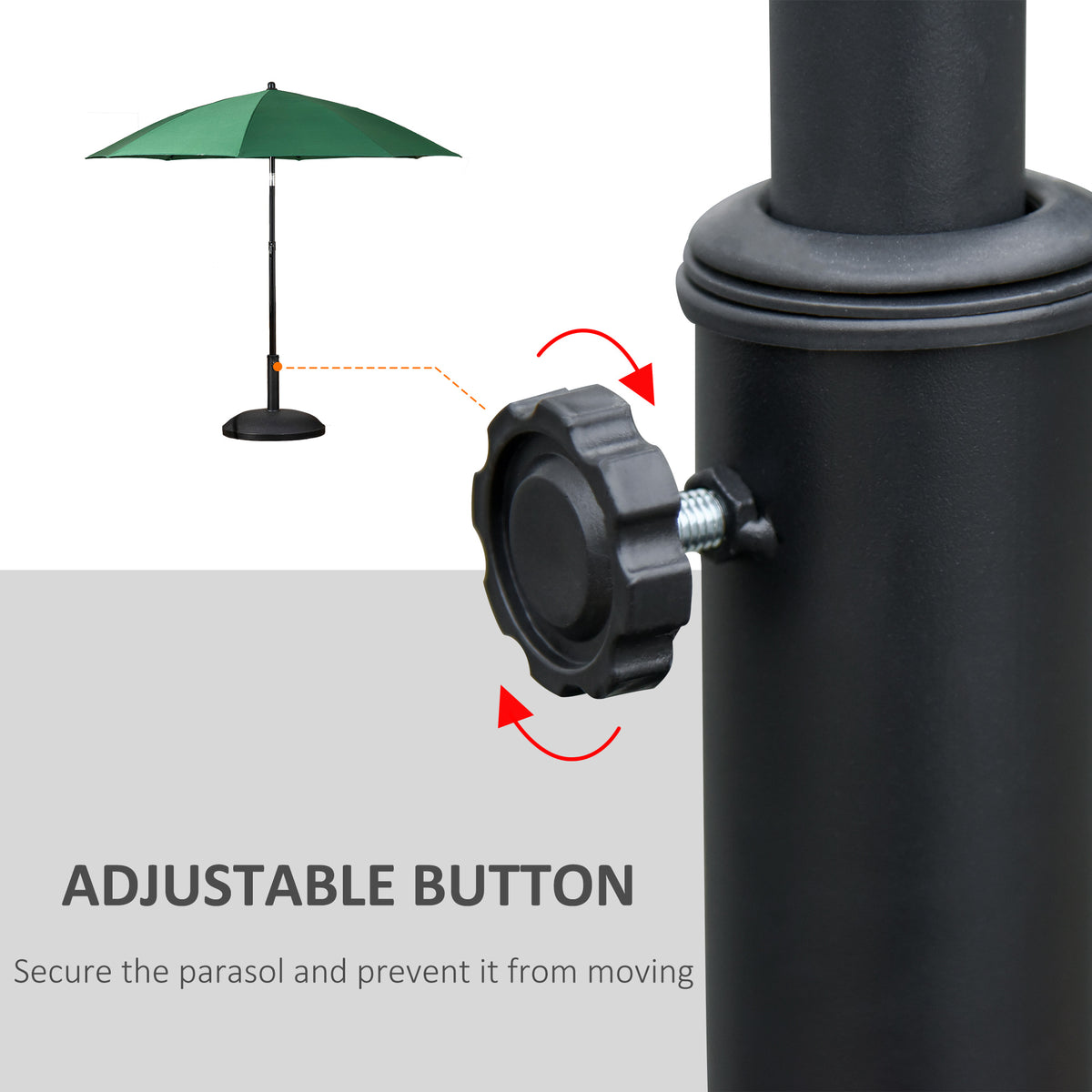 20" 55 lbs Round Cement Umbrella Base Stand Market Parasol Holder with Tightening Knob & Easy Setup, for Φ1.3", Φ1.5", Φ1.9" Pole, for Lawn, Deck, Backyard, Garden, Black