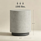Lightweight Accent Table with Concrete Finish, Round Side Table with 4 Adjustable Feet for Indoor, Outdoor, Gray